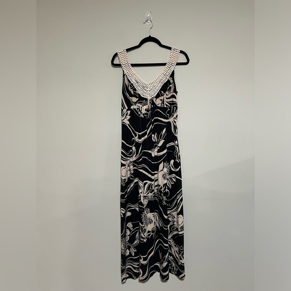 Soma Dresses & Skirts - Soma Black/Tan Sleeveless Floral Tropical Maxi Dress Size Small Cruise Travel